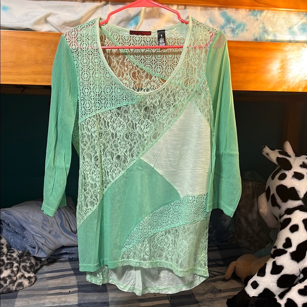 BKE Green Asymmetrical Embellished Tunic